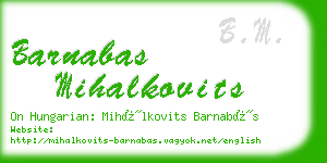 barnabas mihalkovits business card